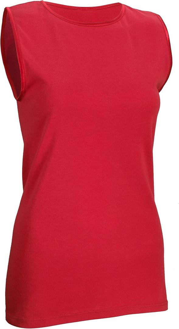 Rosette Womens Sleeveless Undershirt - Cotton  High Neck, Full shoulder design (Small, Red)