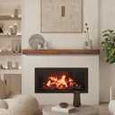 AZSKY Fireplace Mantel Shelf Deep Walnut 48 Inches Hollow Wood Shelves with Invisible Real Wood Bracket Wall Shelves for Over Fireplace Rustic Floating Shelves for Living Room Set of 1