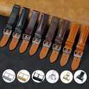 Vintage Leather Watch Band Quick Release Leather Strap For Men Women Handmade Extra Soft Watch Wrist Band Elegant Replacement Stainless Steel Strap 18mm 19mm 20mm 21mm 22mm, Color: Blue - Silver Buckle