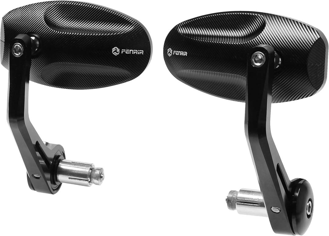 FENRIR CNC Aluminum Alloy Cafe Racer Black Motorcycle Bar End Mirrors Side 22mm 7/8" inch Handlebar Mirror Universal Rear View For M8/M6 Standard Super Sport Naked Street Bike Cruiser Minimoto Scooter