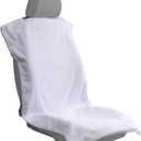 Car Seat Towel Covers Front Seats Protector for Gym and Workout, Automotive Washable Driver Cars Seat Sweat Cover for Dog, Compatible with Tesla Model Y Juniper/3/X/S (Fleece White, 1Pcs)