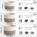 Large Woven Blanket Basket,65L Cotton Rope Laundry Basket Hamper with Handles, Decorative Nursery Basket Storage Bin for Toys, Clothes Organizer, Living Room, Bedroom, Bathroom, White & Brown