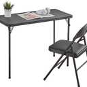 BOOSDEN Foldable Table and Chair Set, Folding Card Table and Chairs, Portable Table with Chairs for Indoor Outdoor, Tables Chair Set Space-Saver for Dining, Game, Camping, Apartment, 2 Pack, Black