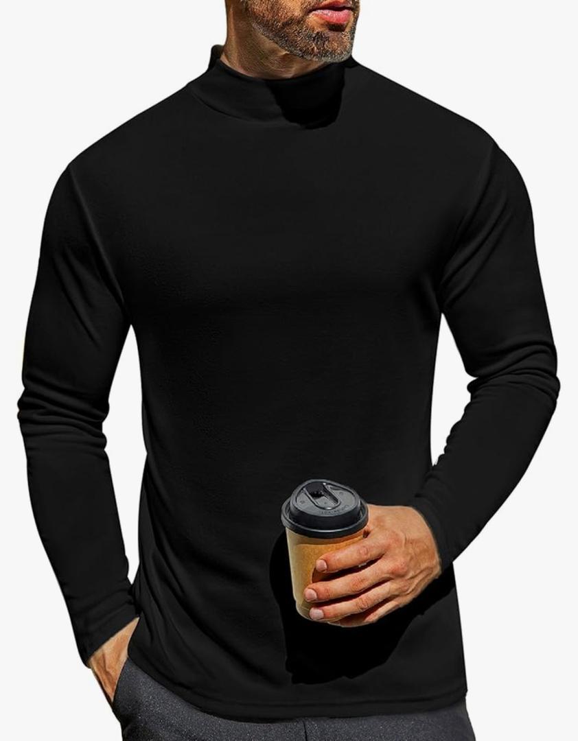 Ekouaer Men's Mock Turtleneck Long Sleeve Turtle Neck Tops Lightweight Undershirt Thermal Sweater Shirts, 2XL