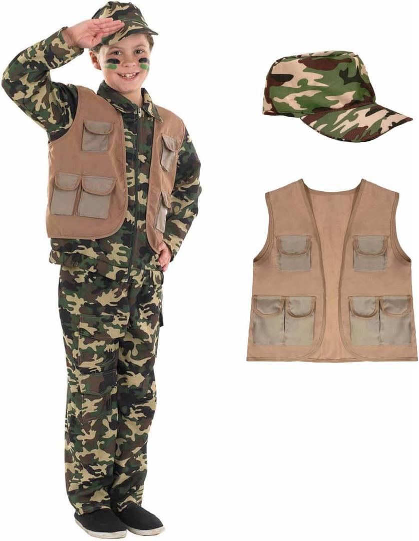 fun shack Boys Army Costume, Kids Military Costume, Boys Camo Costume, Soldier Costume for Kids, Boys Army Uniform (X-Large)