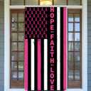 Breast Cancer Awareness Door Cover Hope Faith Love Photo Backdrop Women USA American Flag October Pink Ribbons Party Decorations and Supplies for Home