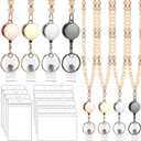 Geyoga 4 Set Beaded Lanyards for ID Badges Women Retractable Lanyards for Keys Cute Teacher Lanyard with ID Holder Retractable Badge Reel Wooden Beaded Keychain Lanyard Appreciation Gifts