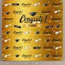 Sumind 2025 Graduation Photography Backdrop Graduation Party Decorations Fabric Congratulate Grad Backdrop Celebration Background Banner for Prom Party 70.9 x 70.9 Inch(Gold)