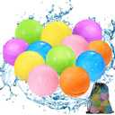 12Pcs Reusable Water Bomb balloons, Summer Toy Water Toy for Boys and Girls, Pool Beach Toys for Kids ages 3-12, Outdoor Activities Water Games Toys Self Sealing Water Splash Ball for Fun, 12Pack