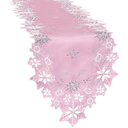 Simhomsen Embroidered Pink Snowflakes Table Runners for Christmas Holiday and Winter (Pink, 14×69 inches)