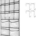 Extra Large Hanging Crystal Clear Over Door Shoe Organizers, Closet Shoe Organizer Shoe Rack Organizer Shoe Storage, 12+6Pockets, 4Hooks, white (59"x 21.6")