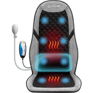 COMFIER Back Massager with Heat,Massage Chair Pad,Massage Seat Cushion with Adjustable Lumbar Support,Back Massage for Pain Relief,Chair Massager for Recliner,Fathers Day Gift for Dad (Charcoal Black)
