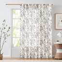 jinchan Linen Floral Curtains Extra Wide for Patio Sliding Glass Door Room Divider Curtain for Living Room 90 Inch Length Farmhouse Peony Black Printed Curtain Set 1 Panel