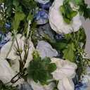 DearHouse 2Pcs Artificial Peony Flower Garland - Silk Peony Garland with Purple White Flowers for Wedding Party Table Decoration,6ft/Strand(White& Blue&Dark Blue)