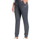 MoFiz Women's Fleece Lined Jogger Pants Thermal Hiking Pants Water Resistant High Waist Travel Winter Ski Running Sweatpants Zipper Pockets Dark Grey, Size: M