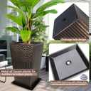 2 Pcs Pack Metal Tall Tapered Planter Pots Steel Large Square Planter Flower Pot with Drainage Holes for Indoor Outdoor Deck Porch Garden Home Patio Front Door (Antique Copper, 17" H.)