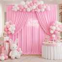 10ft x 8ft Wrinkle Free Pink Backdrop Curtain Drapes, Thick Polyester Baby Pink Backdrop for Girls Birthday Wedding Party Background Baby Shower