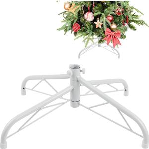Metal Christmas Tree Stand, Universal Folding Xmas Tree Stand 15.7 Inch Replacement Tree Stand Base for 3 Ft to 6 Ft Christmas Artificial Trees Fake Tree, White