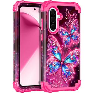 Miqala for Galaxy A36 5G/A56 5G Case,Glow in The Dark Three Layer Heavy Duty Shockproof Full Protection Hard Plastic Bumper+Soft Silicone Protective Case for Samsung Galaxy A36/A56 5G 2025,Deep