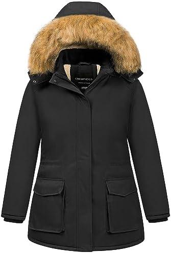 CREATMO US Womens Plus Size Winter Coats for Women Women's Waterproof Thicken Coat with Faux Fur Hood Black, Size 4X