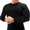 FUXERT Sauna Shirt for Men Long Sleeve Sauna Suit Sweat Compression Top Weight Loss Body Shaper for Workout Sports(BK XXL)