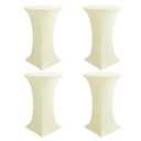 HolidayIdeas Cocktail Table Covers, 4 Pack - Fitted Stretch Spandex Square Corners Cocktail Tablecloths (Butter Cream, Fit for 30"-32" Diameter x 43" Height Tables)