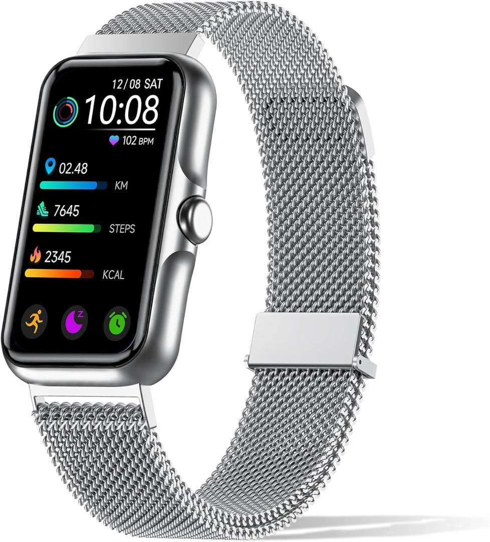 Sunorshop Health Fitness Tracker, Smart Watch with 24/7 Heart Rate and Blood Oxygen Monitor, Sleep Tracker with IP68 Waterproof, Activity Tracker Pedometer Step Counter for Women Men (Silver Gray)