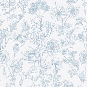 EeeComing Floral Peel and Sick Wallpaper Boho Contact Paper Modern White and Blue Peel and Stick Wall Paper Removable Self Adhesive Wallpaper for Bedroom Bathroom Cabinets Vinyl Roll 17.3X197