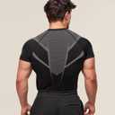 Men's Athletic Compression Short Sleeve Shirt, Breathable Quick Dry Gym Workout Top, Stretch Performance Sportswear (Black, XL)