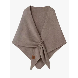 Women's Winter Chunky Wool Blend Knit Triangle Shawl Oversized Lazy Style Warm Scarf Elegant Cross-Over Wrap