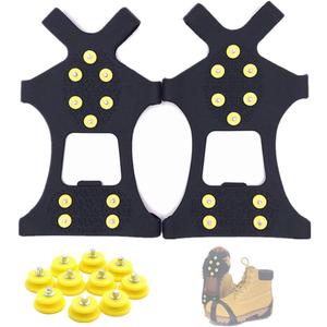 Aerexier Ice Cleats Snow Grips - Anti-Slip Crampons Traction Cleats Ice & Snow Grippers 10 Steel Studs for Women Men Kids’ Shoes and Boots (Extra 10 Studs) (Small [Women(5-7)/ Men(3-5)])