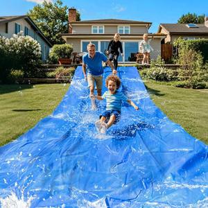 32.8ft x 9.8ft Slip Lawn Water and Slide Tarp with 22 pcs Metal Stakes for Adults and Teens Lawn Water Slide Heavy Duty Waterproof for Summer Outdoor Fun Water Slip Play