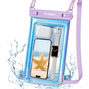Waterproof Phone Pouch Floating for Beach Essentials, IPX8 Underwater Cell Phone Holder with Lanyard for iPhone 16 15 14 Pro Max, Galaxy S24/23/22 (Iridescent - [10 inch], Extra Large [10inch])