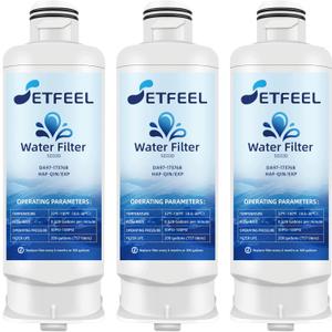 HAF-QIN Refrigerator Water Filter for Samsung HAF-QIN/EXP, Carbon Block Filtration, DA97-17376B Rs27t5200sr hafqin Rs22t5201sr Rf27t5241sr Rf29a9671sr, Bespoke Water Filter 3 PacK SETFEEL