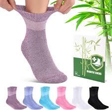 Cirorld Bamboo Viscose Diabetic Socks for Women, 6 Pairs Non Binding Wide Top, Seamless Loose Cushion Socks for Swollen Feet