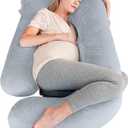 Cute Castle Pregnancy Pillows, Soft U-Shape Maternity Pillow with Removable Cover - Full Body Pillows for Adults Sleeping - Pregnancy Must Haves - Jumbo 57 Inch - Light Grey