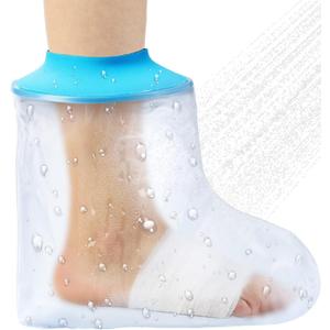 Asunby Waterproof Foot Cast Cover for Shower Ankle Wound Protector Bath Adult Watertight Cast Bag Showering for Surgery Foot, Ankle, Burns Reusable