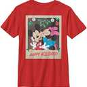 Disney Characters Holiday Polaroid Boy's Solid Crew Tee, Medium