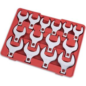 EFFICERE 14-Piece Premium 1/2" Drive Jumbo Crowfoot Wrench Set, Chrome Vanadium Steel, Includes Standard SAE Sizes from 1-1/16" to 2" with Storage Tray