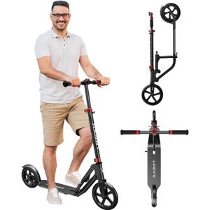 Adult Scooter - Folding, Adjustable Height, Big Wheels, Lightweight All-Aluminum Frame | Suitable for Teens 12+ | 265lbs Weight Limit (230black)