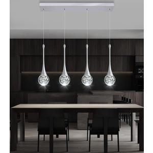 4-Lights Modern Pendant Lights for Kitchen Island LED Dimmable Crystal Glam Ceiling Pendant Lighting Chandelier for Dining Room Hallway Bedroom Silver