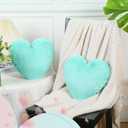 Marsui 2 Pcs Fluffy Heart Shaped Pillow Cute Heart Shaped Throw Cushion Stuffed Decorative Gift Throw Pillow for Bed Couch Sofa Decoration Women(Mint,11.81 x 11.02 Inch)