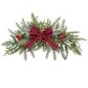 Ileading 25.6inch Artificial Christmas Swag Christmas Door Swag with Pine Needles and Red Berries Mailbox Swag Christmas Decorations Snowy Pine Cones Christmas Swag Wreath for Front Door Window Wall