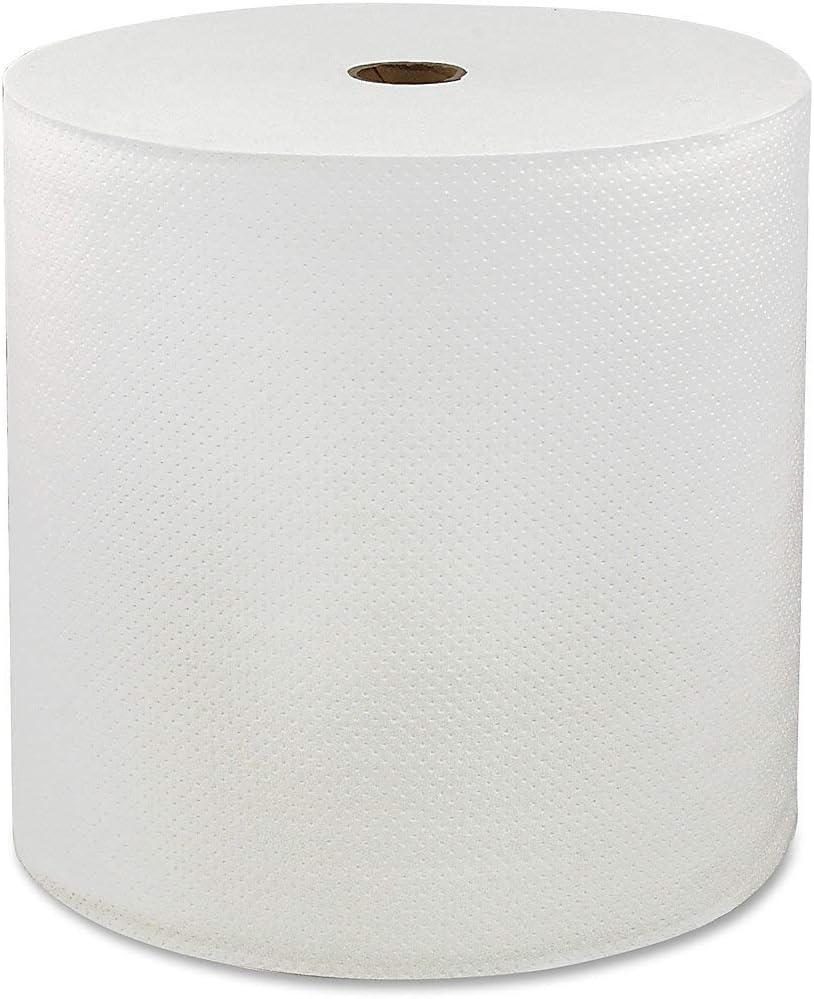 Genuine Joe Hardwound Roll Towels, White, 7" x 600', 6 Count