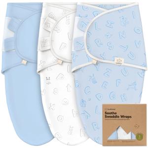 3-Pack Organic Baby Swaddle Sleep Sacks - Swaddles for Newborns, Infant 0-3 Months, Baby Girls, Boys, Soft & Snug Newborn Sleep Sack, Nursery Swaddling Blankets (ABC Land Cloud) (One Size)