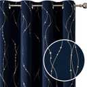 SMILE WEAVER Navy Blackout Curtains for Living Room 2 Panels,Room Darkening Curtain 63 Inch Length for Kid's Bedroom with Star Design Soft Thick Thermal Insulated Grommet Window Drapes