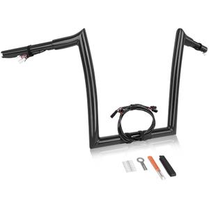 Eumti 14" Rise Road Glide Pre-Wired Meathook Ape Hangers Handlebars