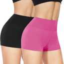NexiEpoch 2 Pack Biker Shorts for Women - 3" Booty Volleyball High Waisted Black Spandex Shorts for Yoga Dance Workout L/XL