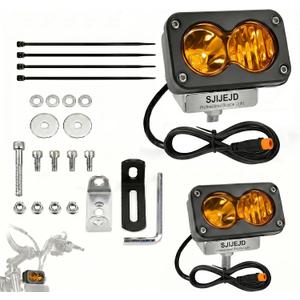 Universal 3 Pin E-Bike Headlight, 20W 6500K Super Bright LED Headlight for Electric Bike, Waterproof Front Light Compatible with Motorcycle, ATV, 12V-60V (Yellow)