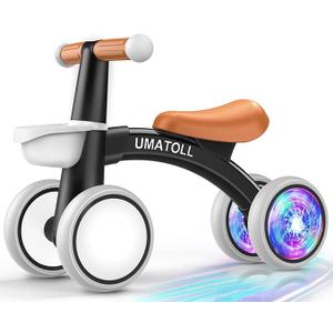 Umatoll Colorful Lighting Baby Balance Bike Toys for 1 Year Old Boys Gifts, Adjustable Seat Baby Walker, One Year Old Boy Birthday Gifts, 12-24 Months Toddler First Ride on Toys
